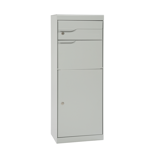 Paketbriefkasten Mefa Etna 771 Weiß-Aluminium RAL 9006 Entnahme vorne ohne Namensschild